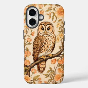 Tawny Owl Peach Blossoms William Morris Inspired iPhone 16 Case