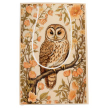 Tawny Owl Peach Blossoms William Morris Inspired