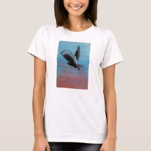 Tawny Owl Sunrise Bird Painting T-Shirt