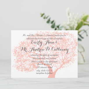 Tawny Peach and Flame Coral Forest Wedding Invitation