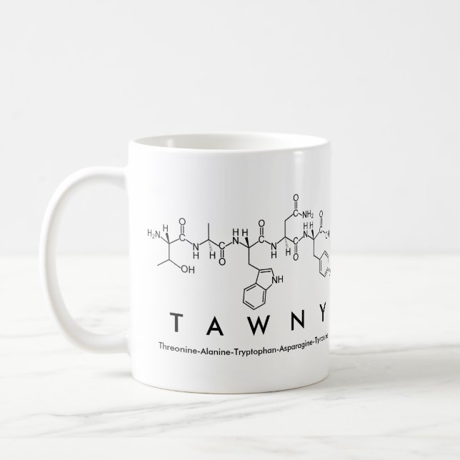 Tawny peptide name mug (Left)