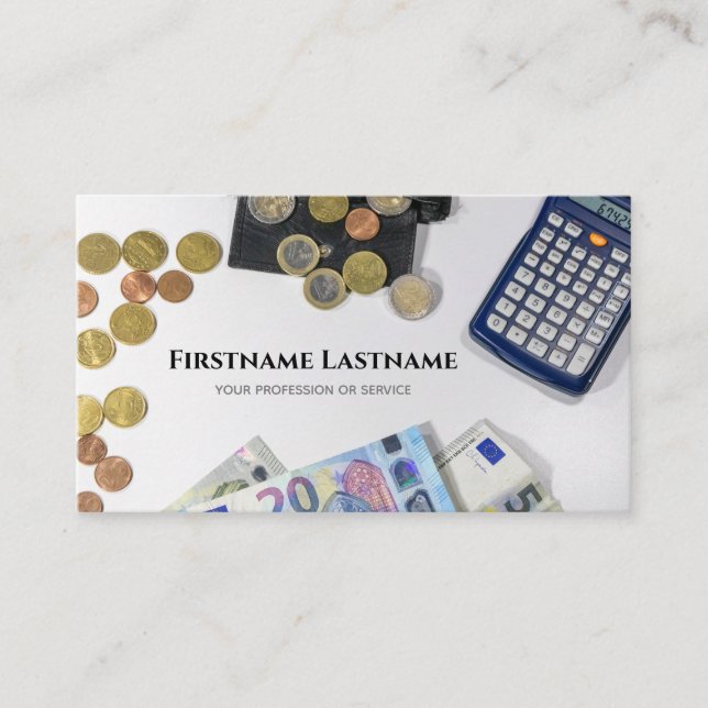 Tax accountant and financial experts calculator business card (Front)
