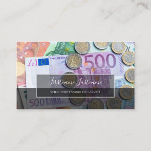 Tax accountant and financial experts euro money business card
