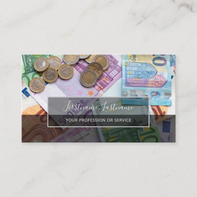 Tax accountant and financial experts euro money business card (Front)