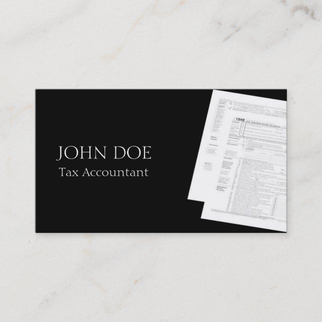 Tax Accountant B/W Form 1040 3D Business Card (Front)