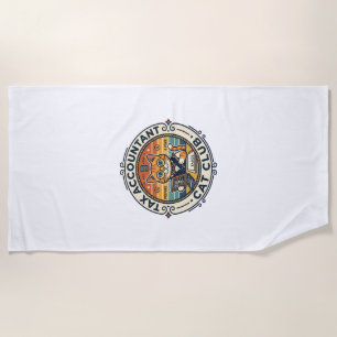 Tax Accountant Cat Cute Kitty Design - Tax Account Beach Towel