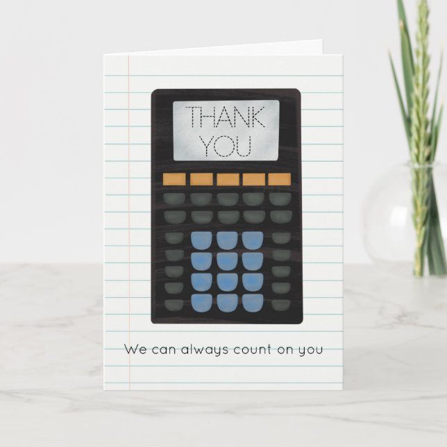 Tax Accountant CPA Math Teacher Thank You Card (Front)