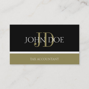 Tax Accountant/CPA Monogram Black/Gold Business Card