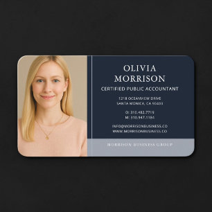 Tax Accountant CPA Photo Navy Blue  Business Card