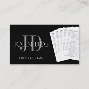 Tax Accountant Monogram 1040 Forms Black Business Card
