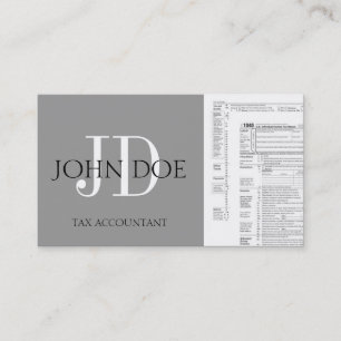 Tax Accountant Monogram 1040 Tarnished Silver Business Card