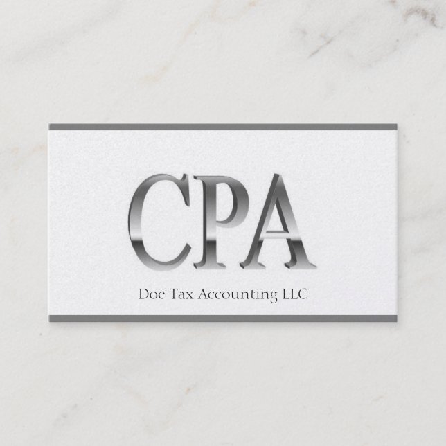 Tax Accountant Platinum Borders 3D CPA Business Card (Front)