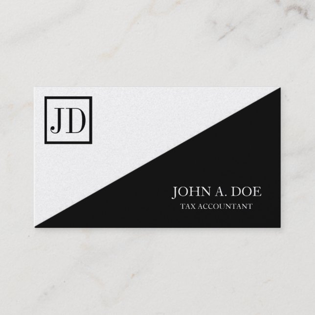Tax Accountant Square Monogram Black Gold Business Card (Front)