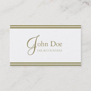 Tax Accountant White/Gold Stripes Business Card