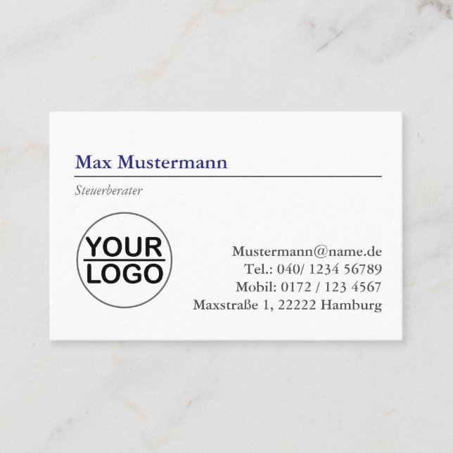 tax advisor logo Business card (Front)