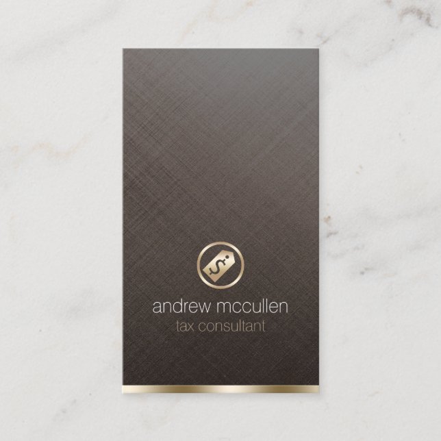 Tax Consultant Gold Dollar Tag Icon Brushed Metal (Front)
