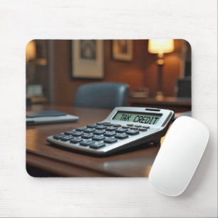 Tax Credit Calculator On a Desk Mouse Mat