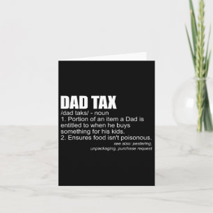 Tax Definition Funny Men's Fathers Day Gift Dad Ta Card