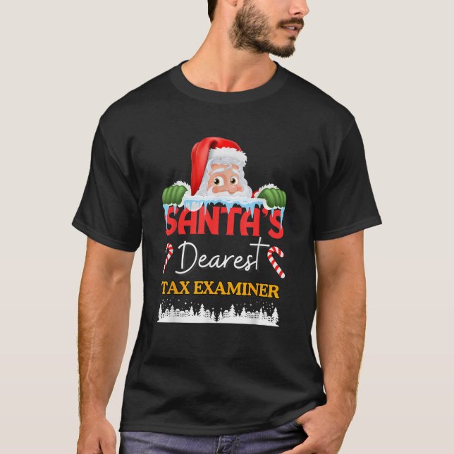 Tax Examiner Christmas Job Work Profession Santa C T-Shirt (Front)