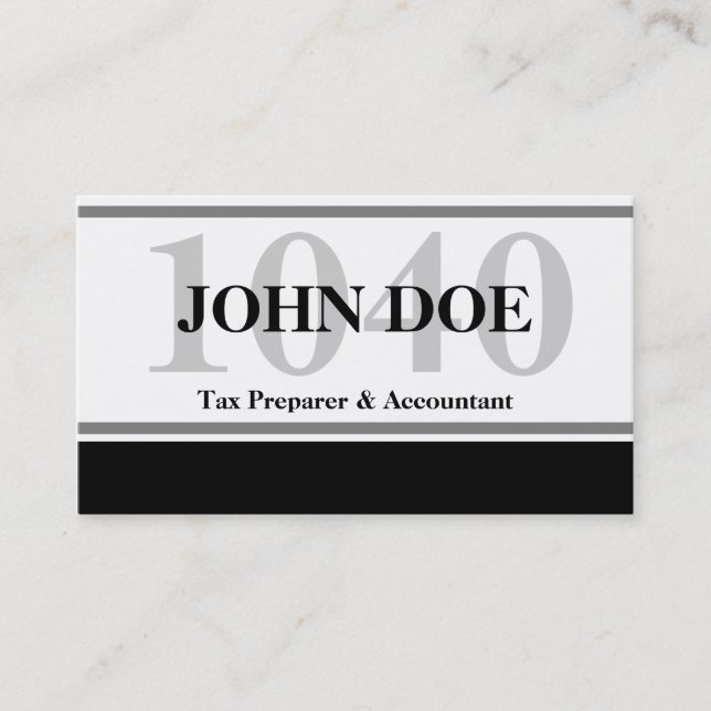 Tax Prep Stripe 1040 White Business Card (Front)