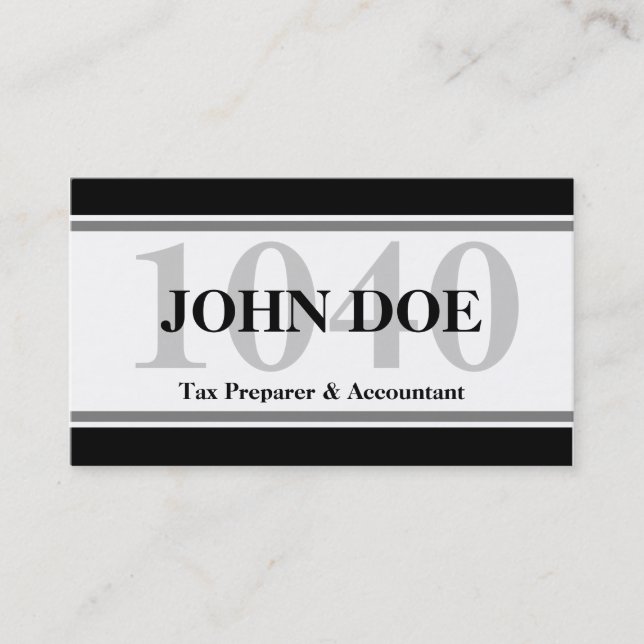 Tax Prep Stripes 1040 White Business Card (Front)
