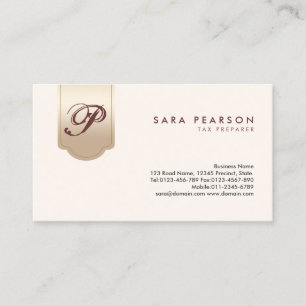 Tax Prepaper Finance Services Gold Tab Monogram Business Card