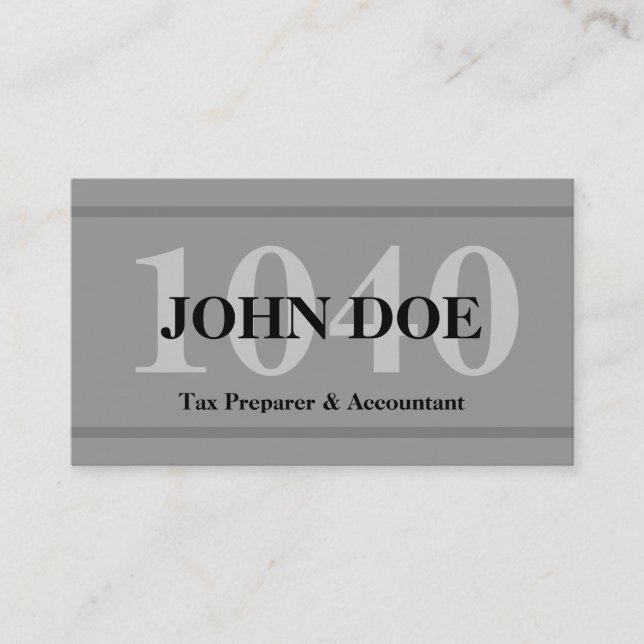 Tax Preparation 1040 Graphite Business Card (Front)