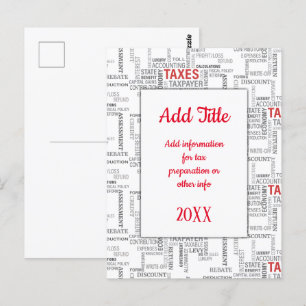 Tax Preparation Daily Budget Postcard