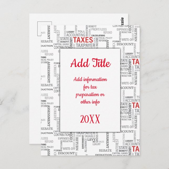  Tax Preparation Daily Budget Postcard (Front/Back)