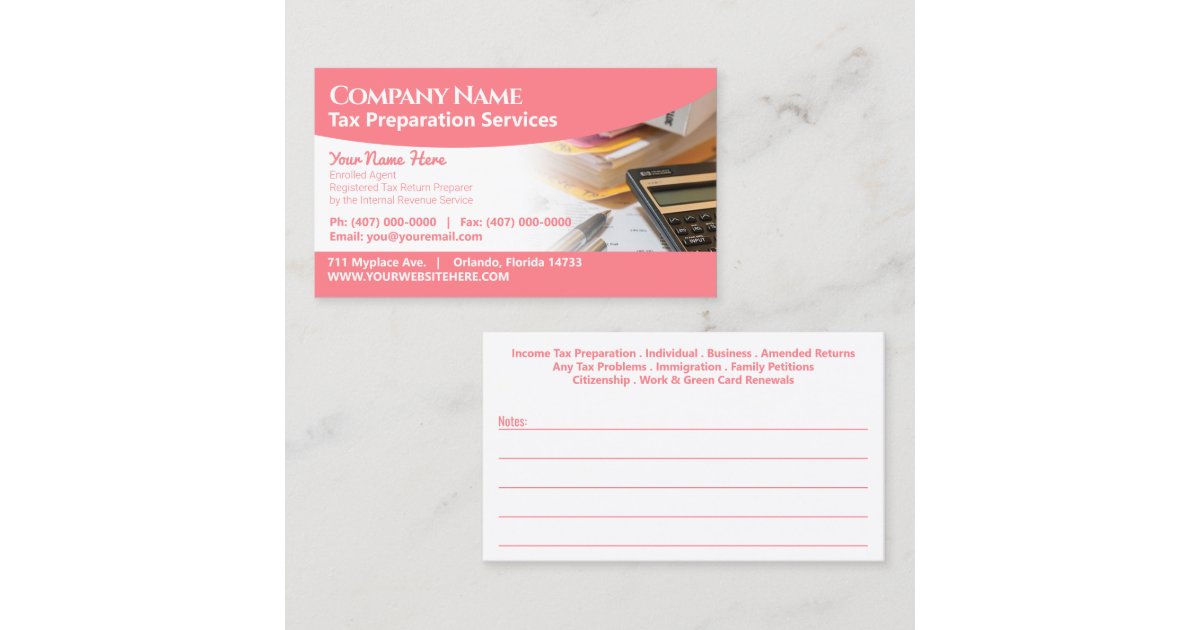 Tax Preparation (Preparer) Business Card Zazzle