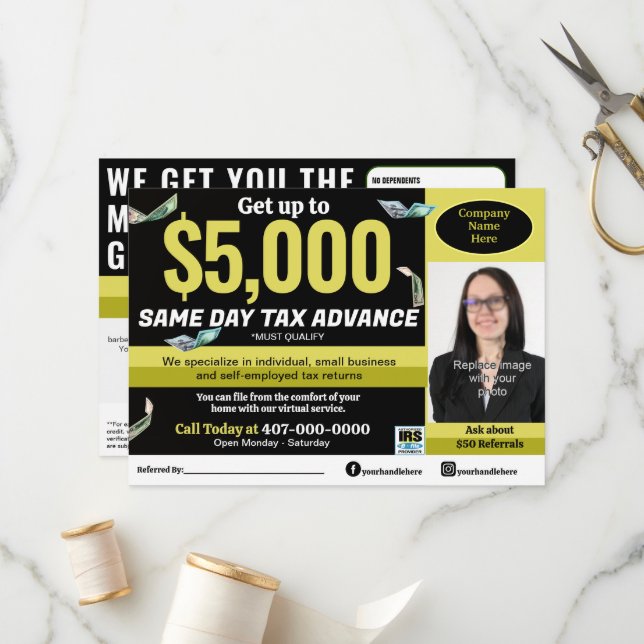 Tax Preparation Preparer Editable E-file Flyer Programme (Front/Back In Situ)