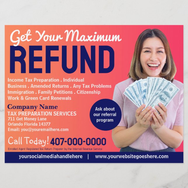 Tax Preparation (Preparer) Refund Flyer (Front)