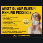 Tax Preparation (Preparer) Refund Flyer<br><div class="desc">These professional attention grabbing customisable tax preparation refund flyer templates are great for the small tax preparation/accountant business.</div>