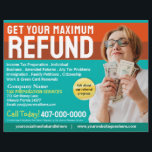 Tax Preparation (Preparer) Refund Flyer<br><div class="desc">These professional attention grabbing customisable tax preparation refund flyer templates are great for the small tax preparation/accountant business.</div>