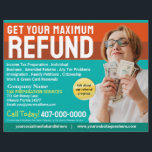 Tax Preparation (Preparer) Refund Flyer<br><div class="desc">These professional attention grabbing customisable tax preparation refund flyer templates are great for the small tax preparation/accountant business.</div>