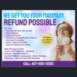 Tax Preparation (Preparer) Refund Flyer<br><div class="desc">These professional attention grabbing customisable tax preparation refund flyer templates are great for the small tax preparation/accountant business.</div>