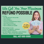 Tax Preparation (Preparer) Refund Flyer<br><div class="desc">These professional attention grabbing customisable tax preparation refund flyer templates are great for the small tax preparation/accountant business.</div>