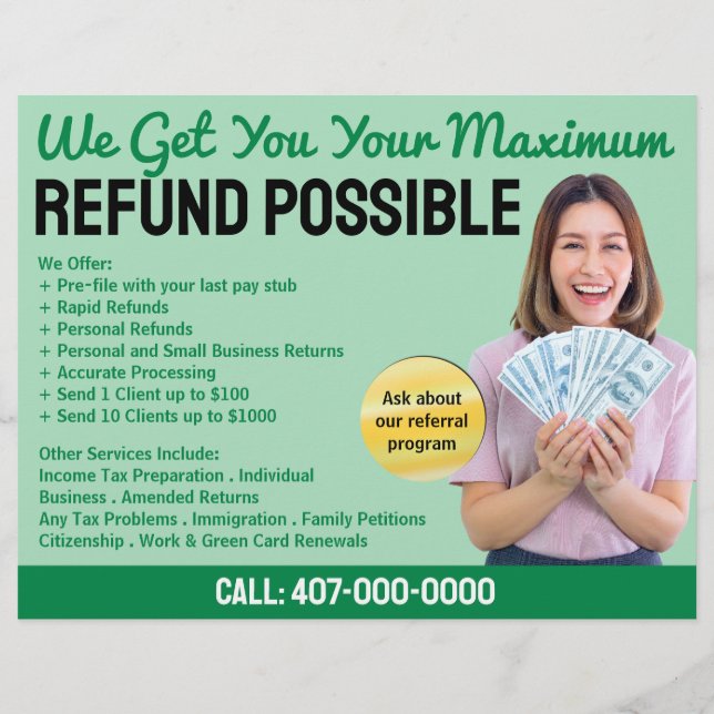 Tax Preparation (Preparer) Refund Flyer (Back)