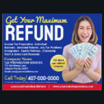 Tax Preparation (Preparer) Refund Flyer<br><div class="desc">These professional attention grabbing customisable tax preparation refund flyer templates are great for the small tax preparation/accountant business.</div>