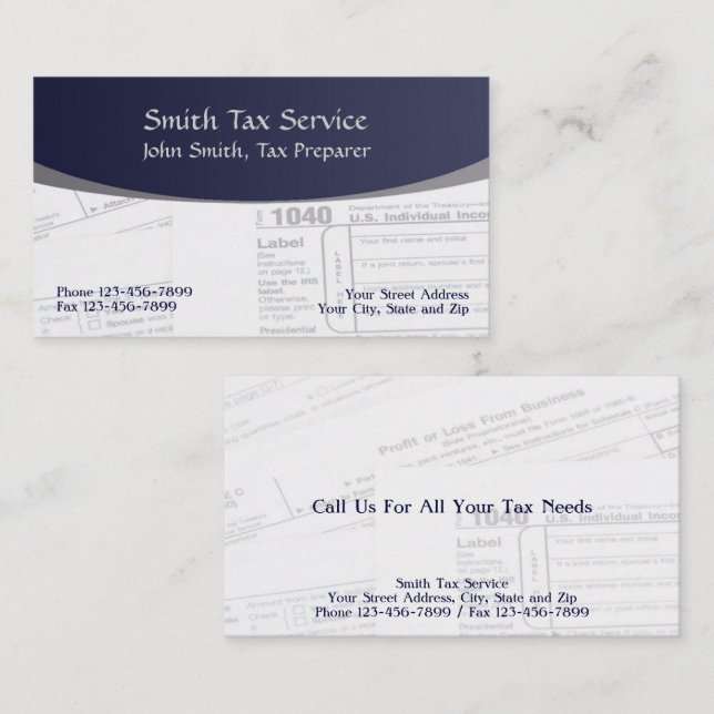 Tax Preparer Accountant Business Card (Front/Back)