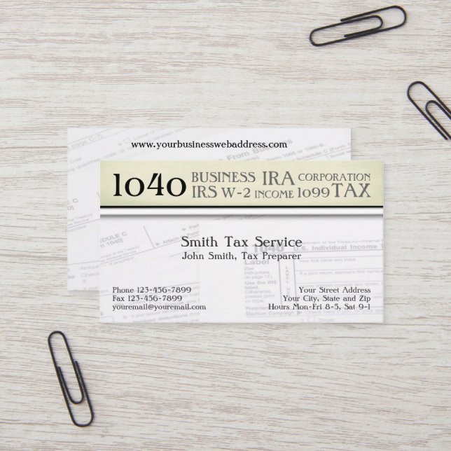 Tax Preparer Accountant Business Card (Front/Back In Situ)