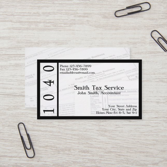 Tax Preparer Accountant Business Card (Front/Back In Situ)