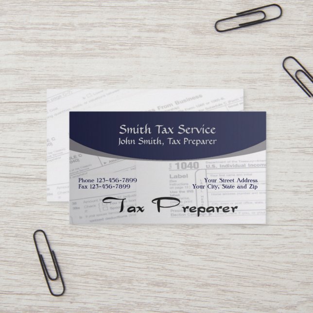 Tax Preparer Business Card (Front/Back In Situ)