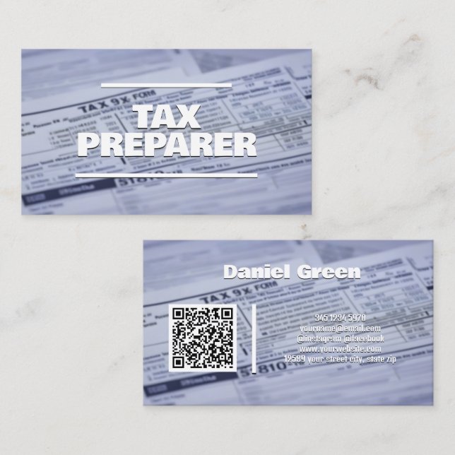 Tax Preparer Custom QR Business Card (Front/Back)