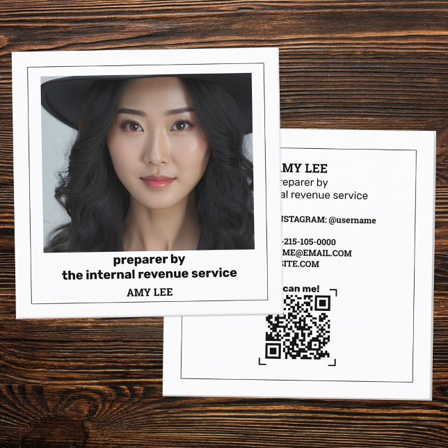 Tax Preparer Custom QR & Photo Square Business Card (Tax Preparer Custom QR & Photo Square Business Cards)