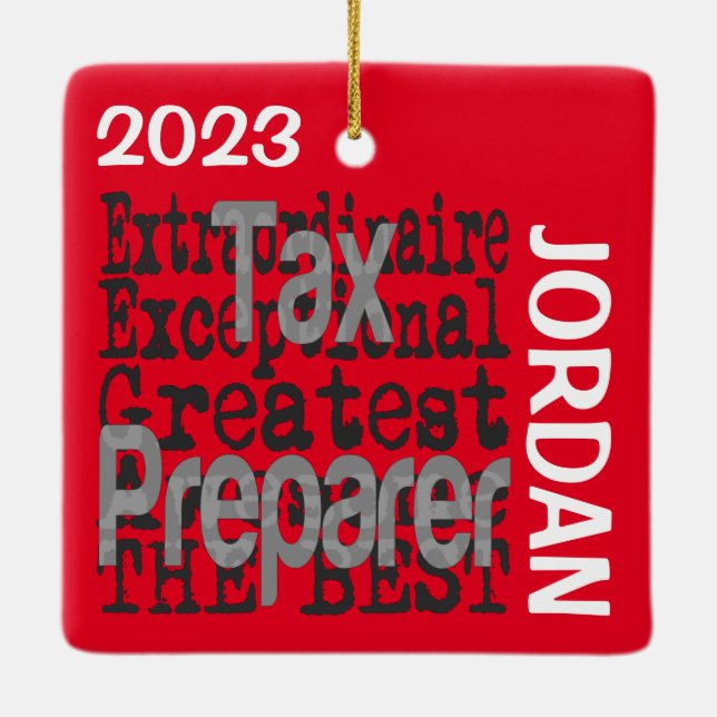 Tax Preparer Extraordinaire CUSTOM Ceramic Ornament (Back)