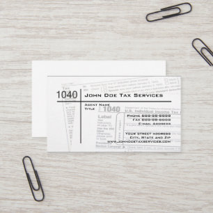 Tax Preparer Federal Tax Form Business Card