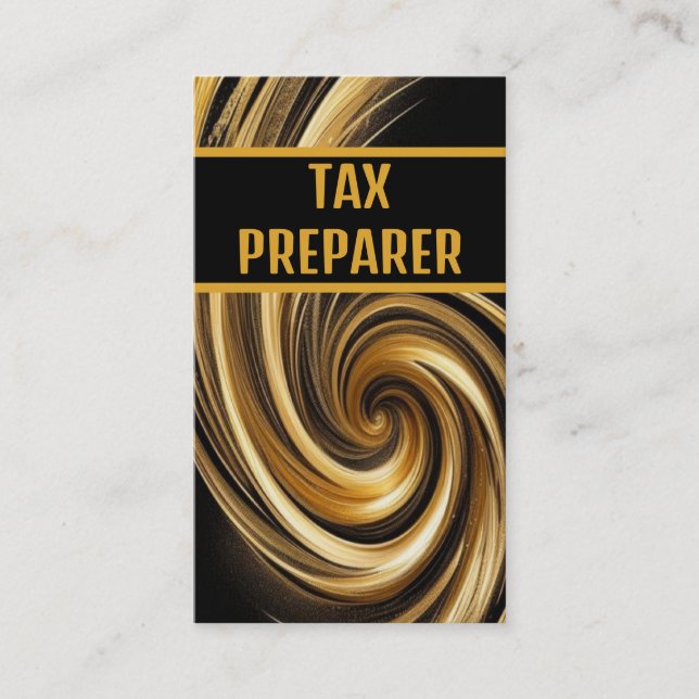 Tax Preparer Golden Swirl Elegant Business Card (Front)