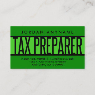 Tax Preparer Green Business Card