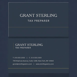 Tax Preparer Navy Blue Professional Business Card